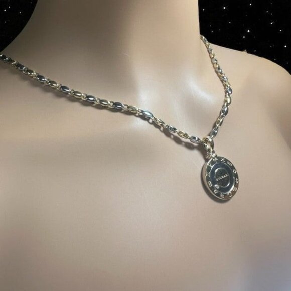 Authentic! Bulgari Bvlgari 18k Yellow Gold Steel Diamond Zodiac Pendant Necklace - Picture 4 of 16